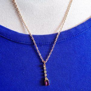 18" Gold Tone Rhinestone Drop Pendant Necklace NWT